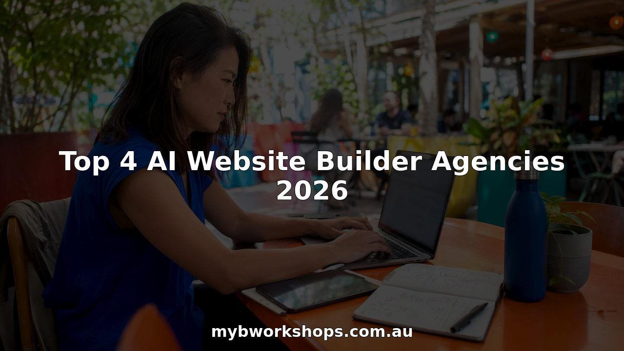 Woman working on AI website building at desk