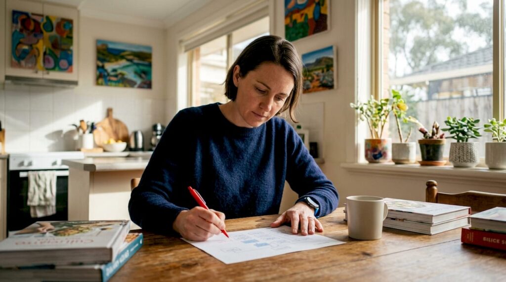 UX designer reviewing website navigation sitemap