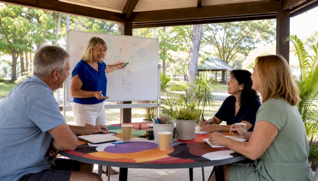 Workshop facilitator and participants in discussion