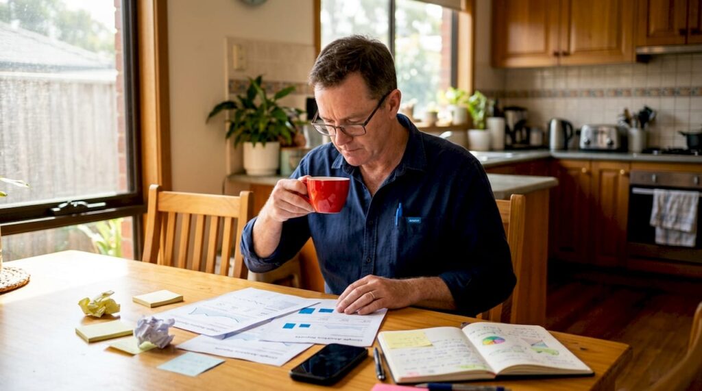 Australian male business owner reviewing website reports