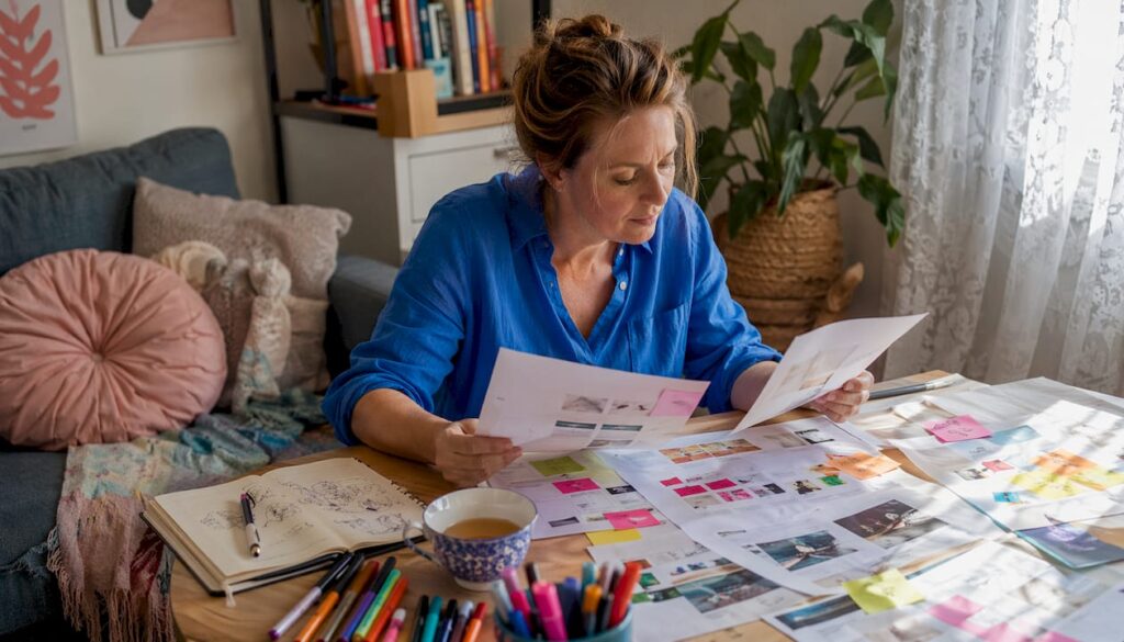 Australian small business owner reviewing website drafts
