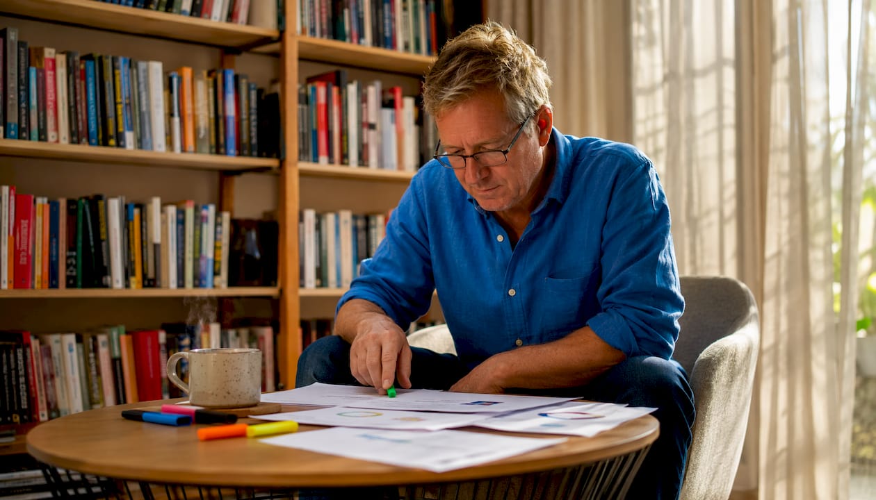 Australian business owner reviewing SEO strategy notes