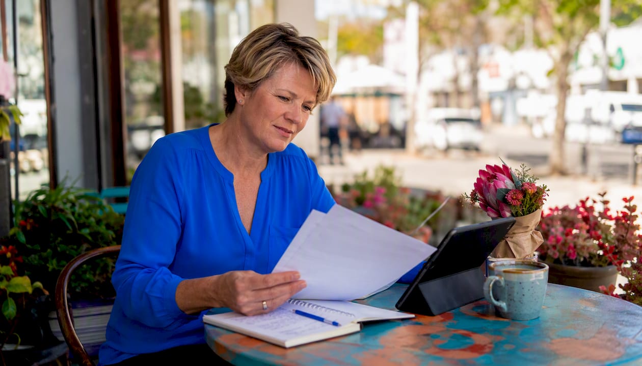 Australian woman small business owner planning content