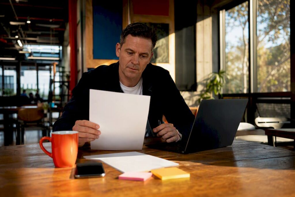 Business owner reviewing SEO audit report