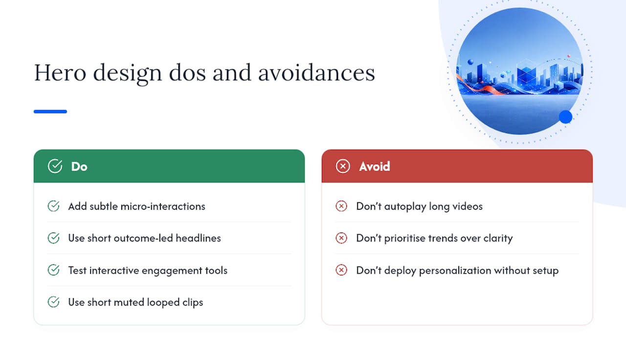 Trends and innovations in homepage hero design — overview diagram