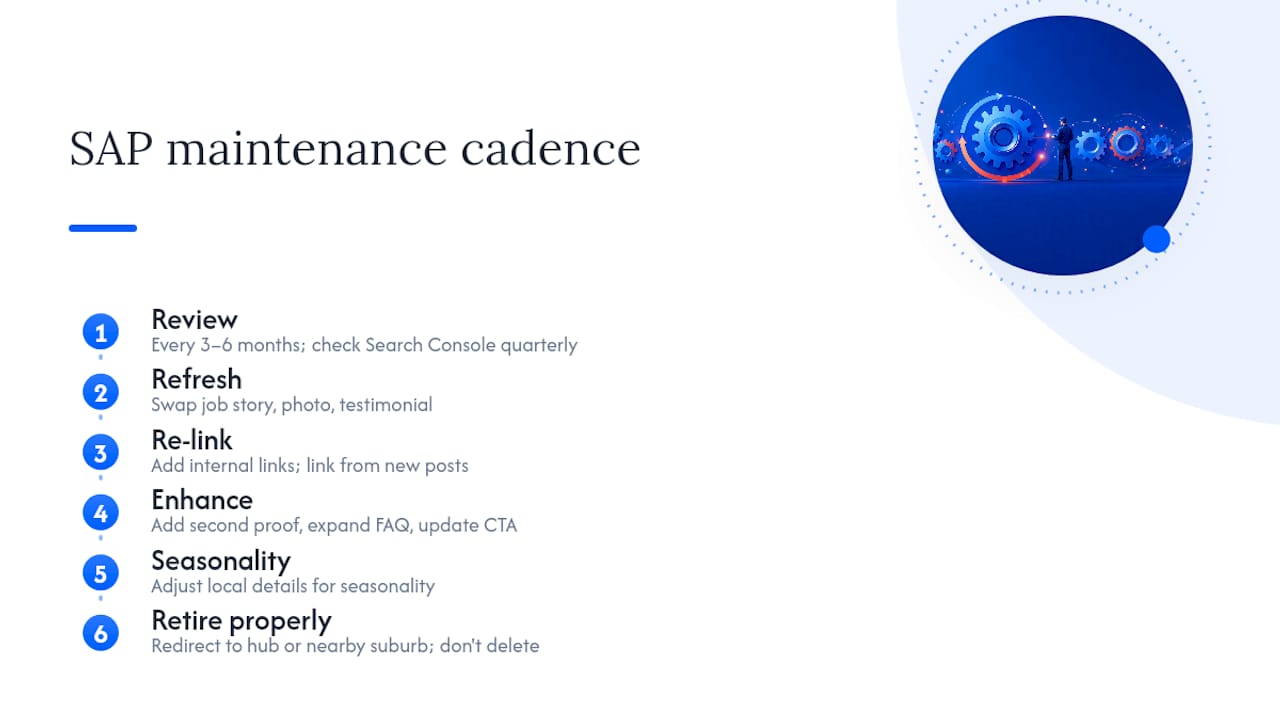 How often should you update service area pages? — overview diagram