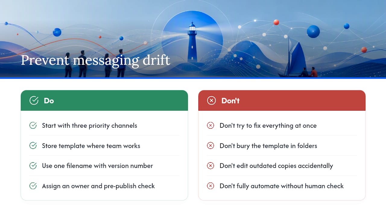 How do you roll out messaging without it drifting again? — overview diagram