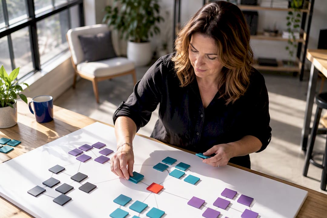 Service business owner mapping connected content topics