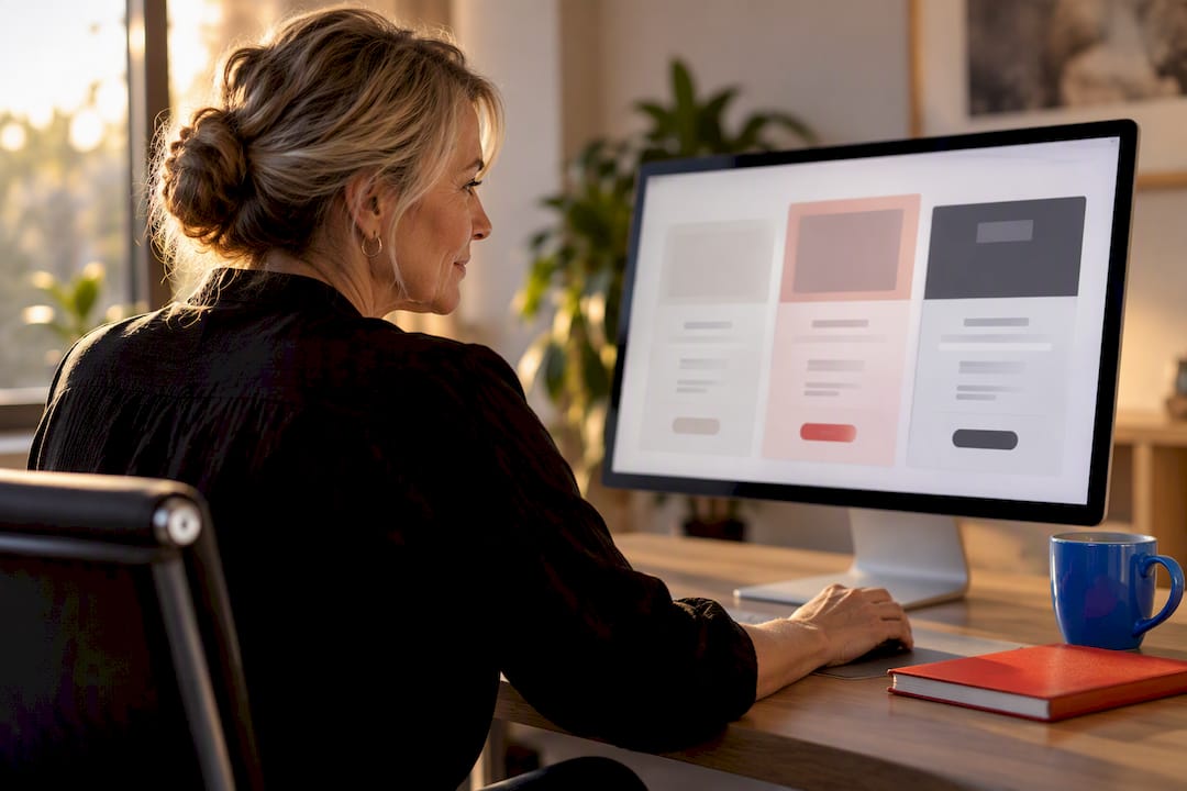 Australian business owner reviewing pricing page