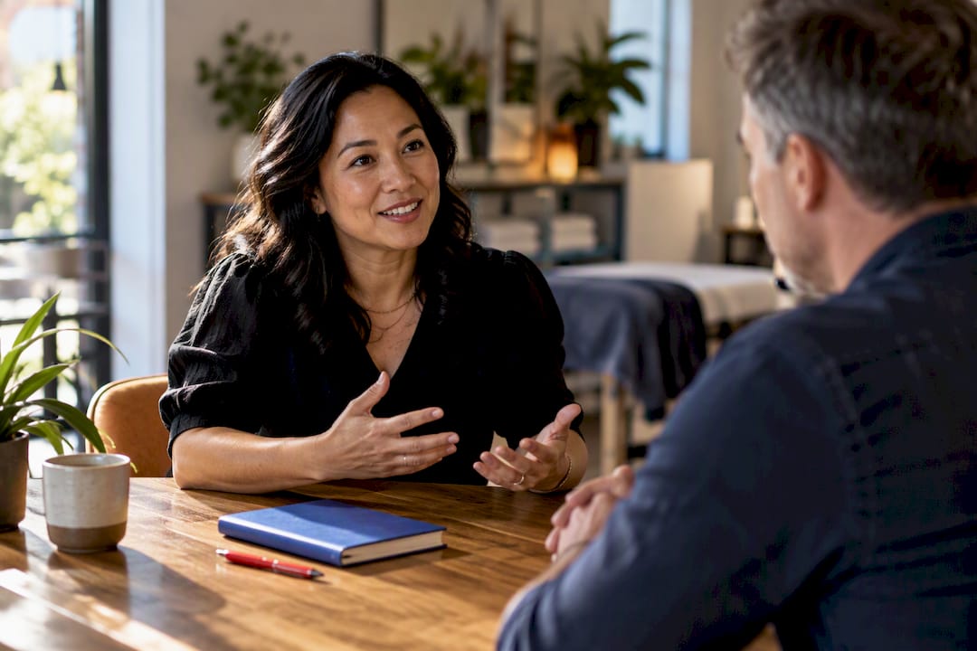 Business owner asking sales qualification questions