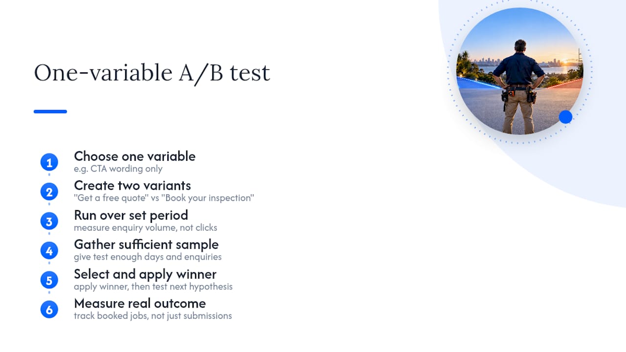 A/B testing service page conversion process