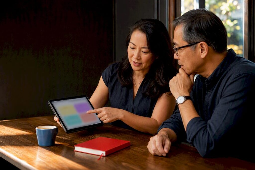 Australian client reviewing testimonial draft