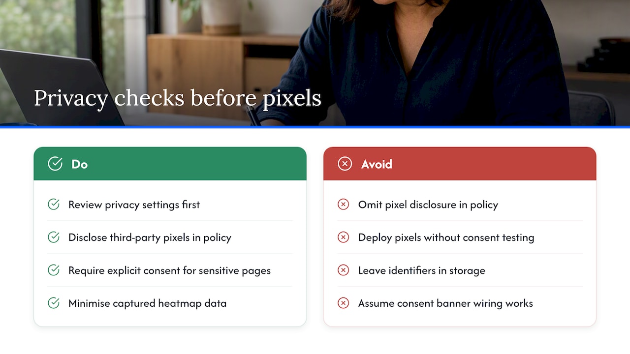 Privacy, tracking pixels and the compliance checks you need first — overview diagram