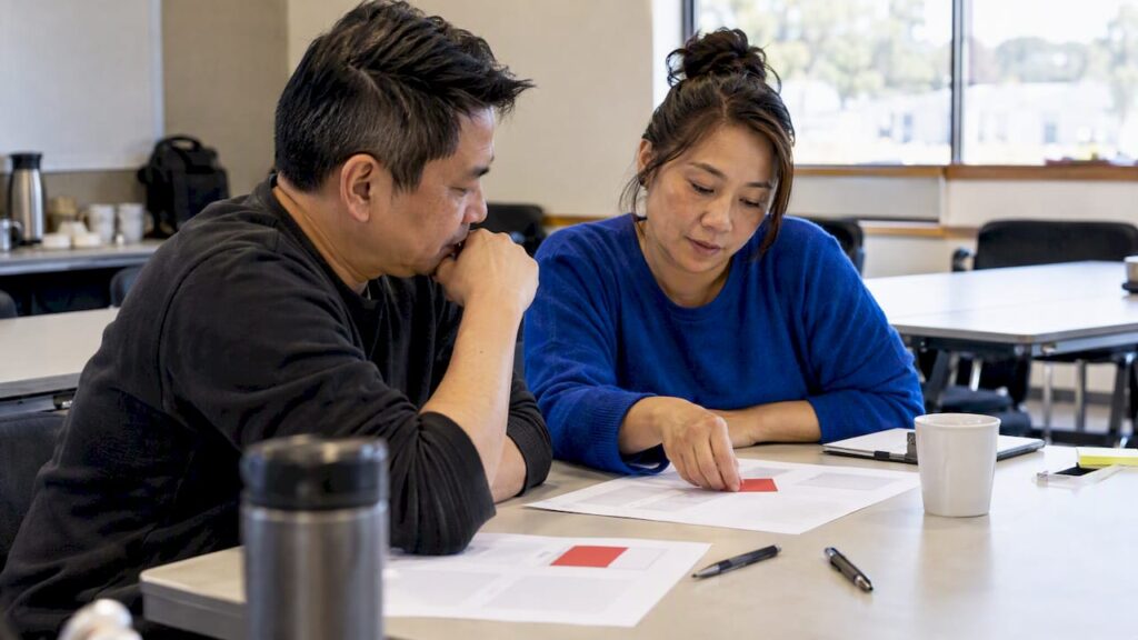 Owners comparing brand positioning in a workshop