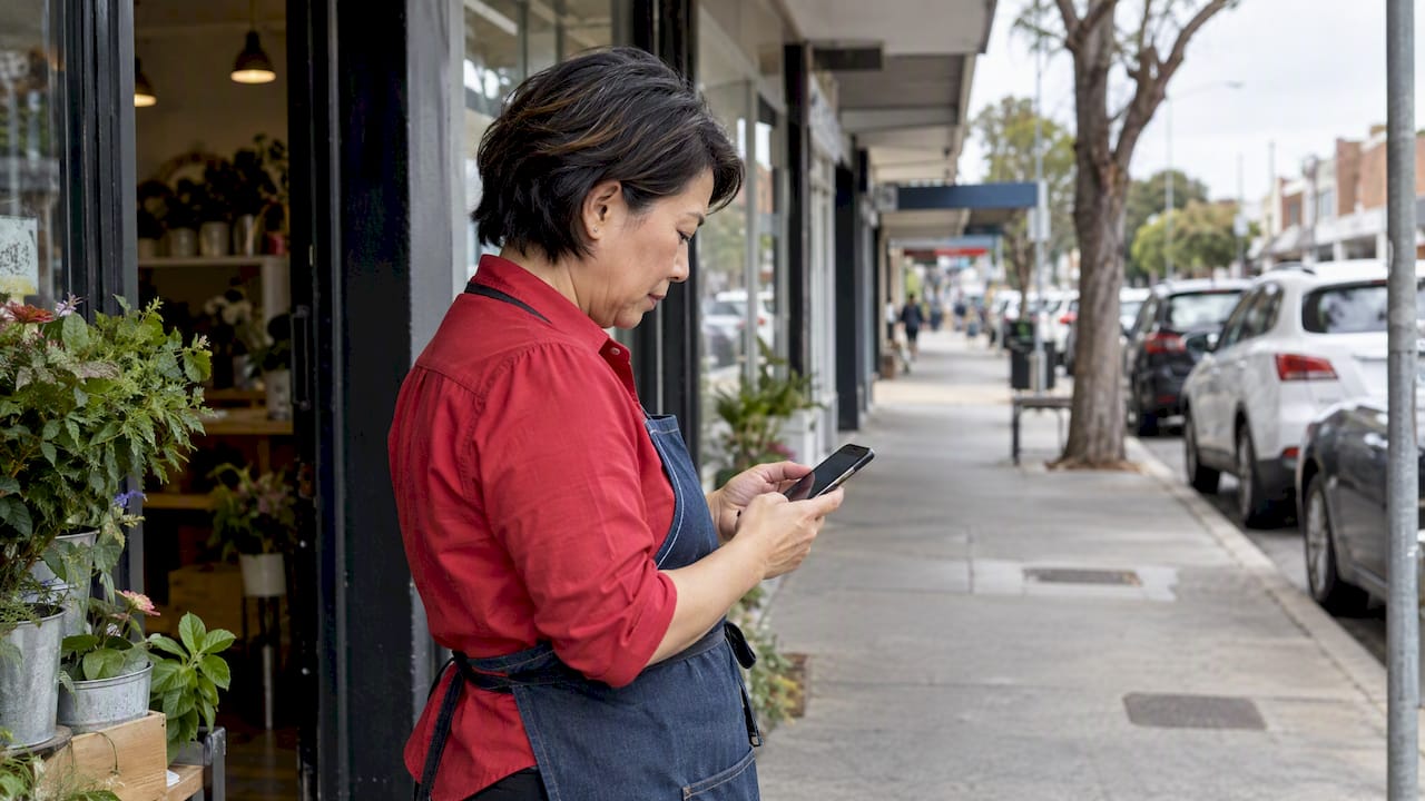 Australian owner checking local business listing