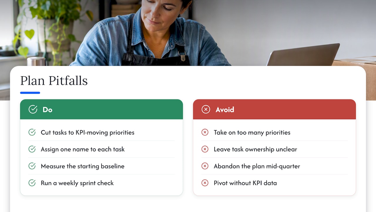Common pitfalls when running a 90 day plan — overview diagram